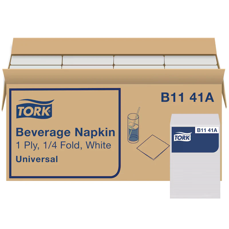 Tork 1-Ply White Beverage Napkin, 4000/Case